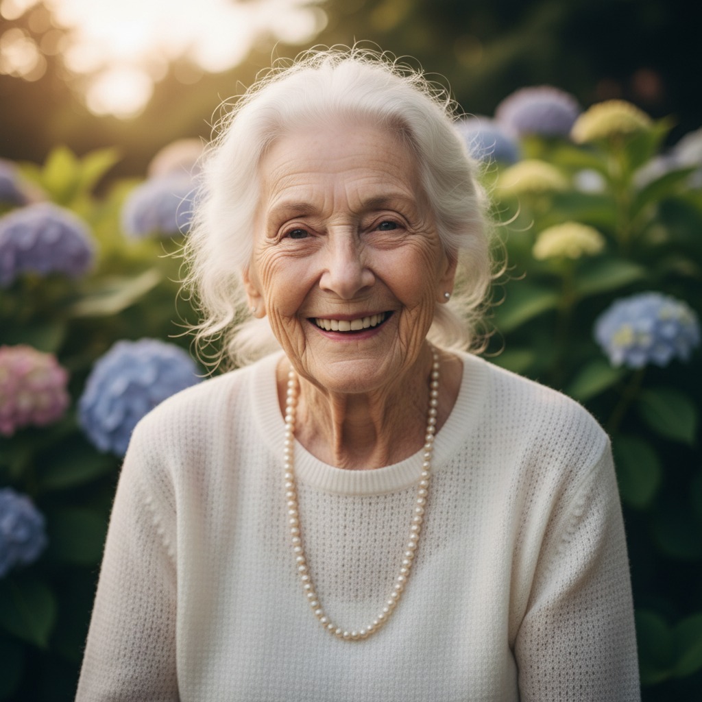 old female smiling